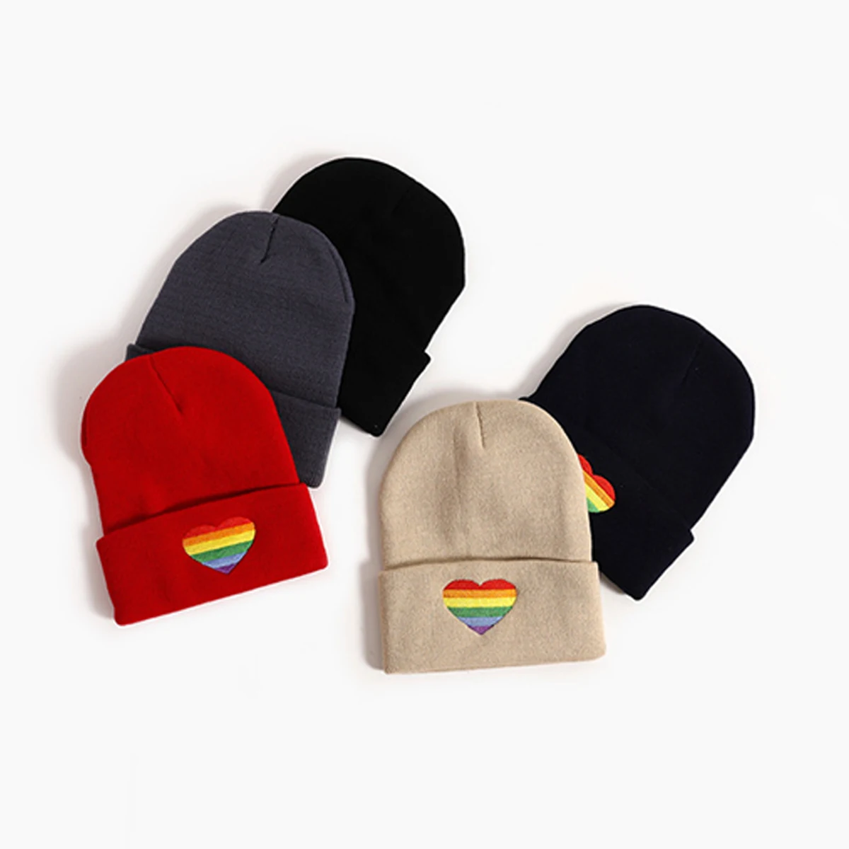 Children Beanies Hats Autumn Winter Rainbow Of Love Embroidered Knitted Hat For Boys Girls Fashion Unisex Keep Warm Caps