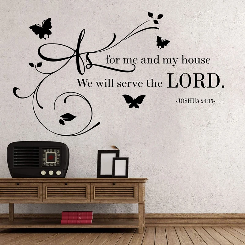 

Bible Verse Wall Sticker God Joshua Vinyl Decal Quote We Will Serve the Lord Home Decoration Art Mural Bedroom Living Room Decor