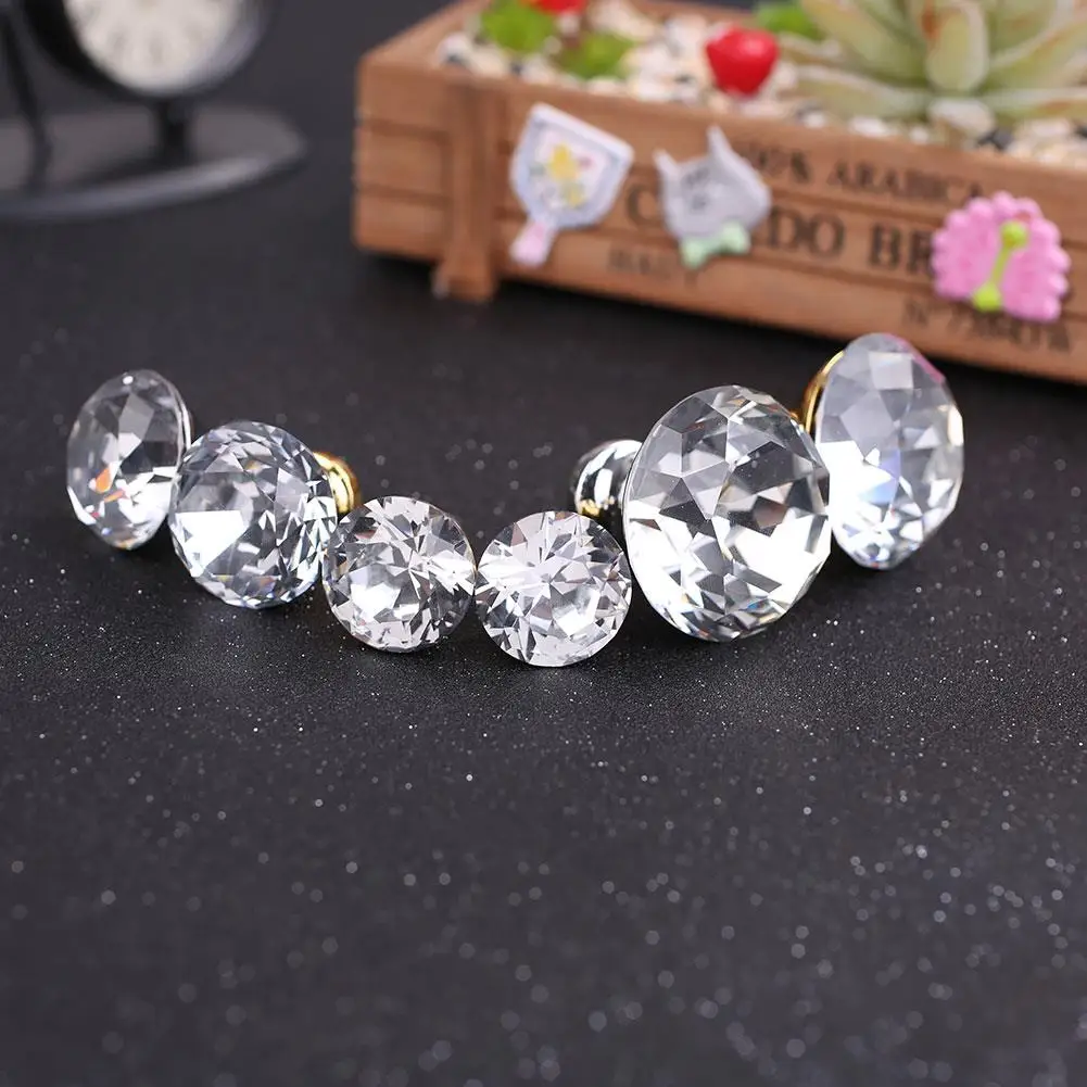 

1PCS Crystal Diamond Drawer Round Handle Knob With Screw Wardrobe Cupboard Home