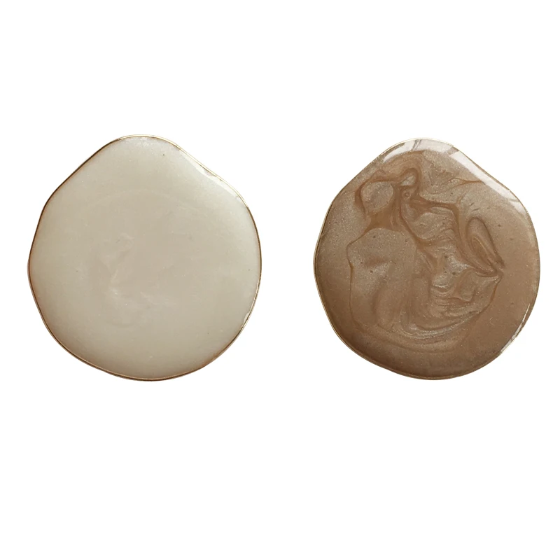 

Fashion Jewelry Big Stud Earrings New Asymmetrical Metal Golden Plating Cream Brown Earrings For Women Jewelry Party Gifts