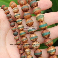 natural ancient tibet dzi agate browngreen round space beads for diy necklace bracelet jewelry making