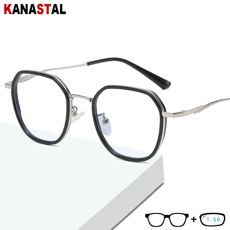 

Women's Blue Light Blocking Glasses Men TR90 Metal Polygon Eyeglasses Frames Eyewear Prescription Myopia Hyperopia Glasses Trend