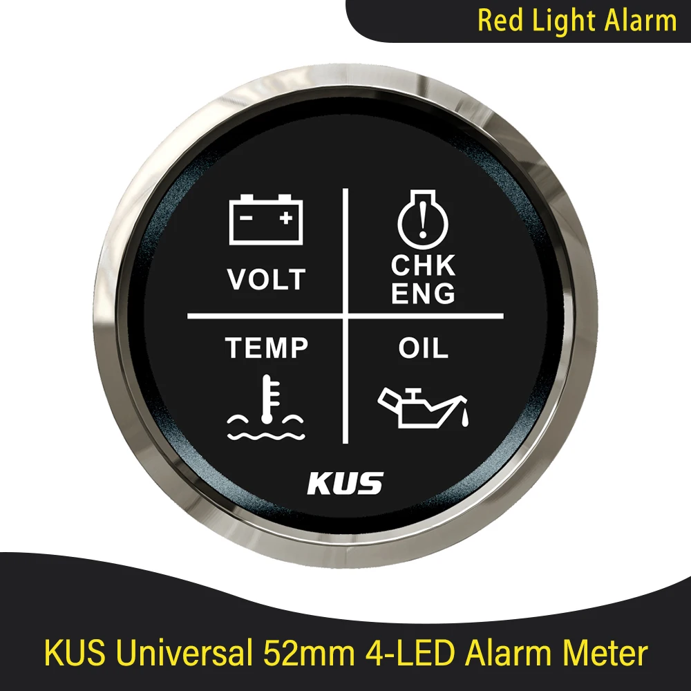 

KUS 2" Universal Boat Car Engine 4LED Volt Water Temp Oil Pressure Alarm Indicator Gauge Meter With Red/Yellow Backlight 12/24V