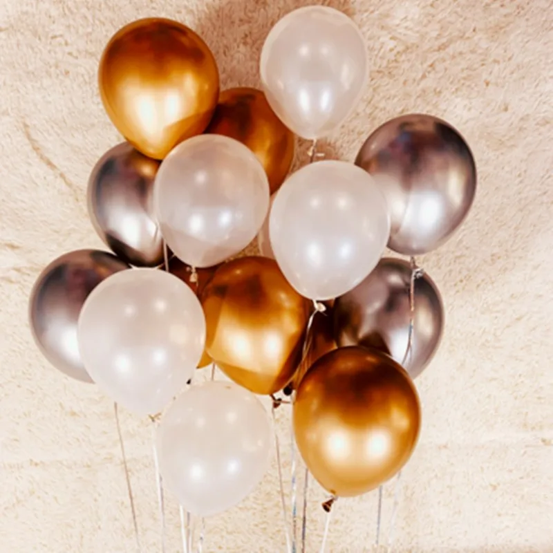 as picture 15pcs of 12" metal gold confetti balloons ink blue white balloon wedding party decoration kids children birthday party supplies - Цвет: as picture