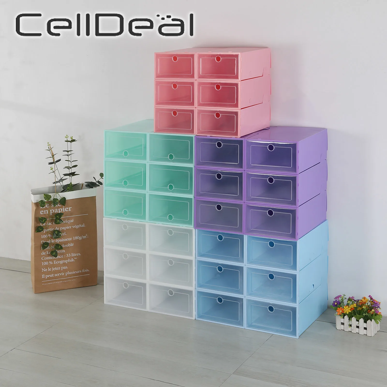 6 шт./компл. складная коробка для обуви прозрачный Пластик стеллаж хранения