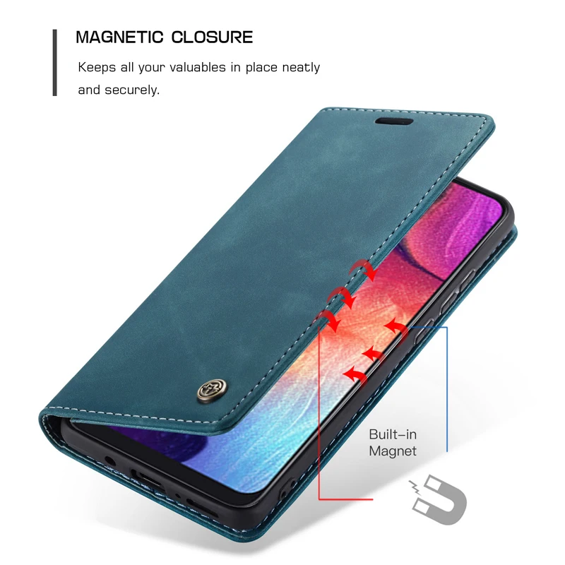 Кожаный чехол книжка CaseMe для Samsung Galaxy A70 A50 A30 A40 роскошный Магнитный Ретро Чехол
