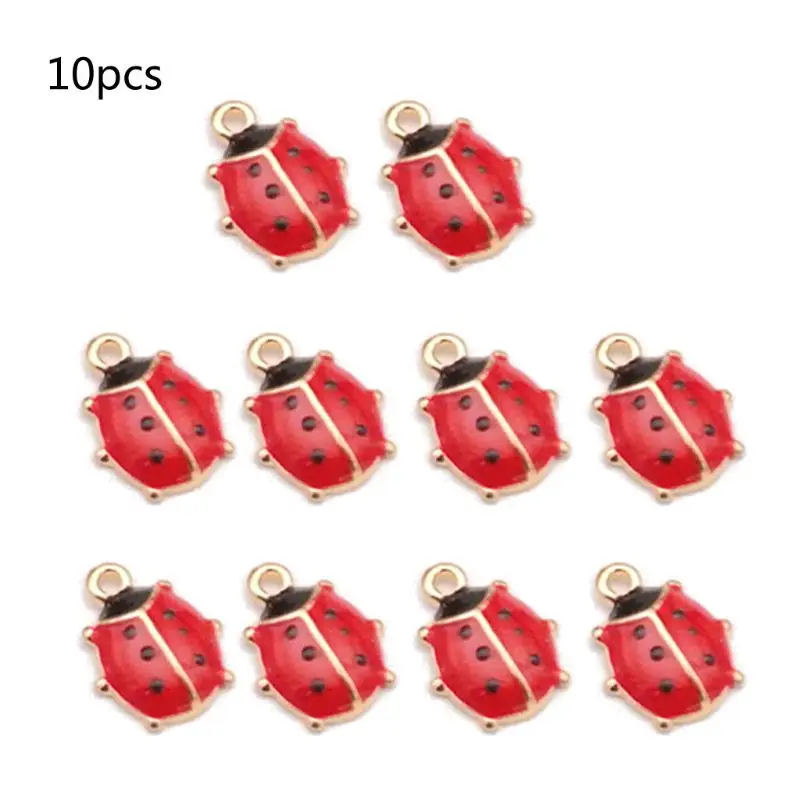 

10Pcs Red Ladybird Ladybug Enamel Charm Animals Pendant Bracelet Jewelry Making