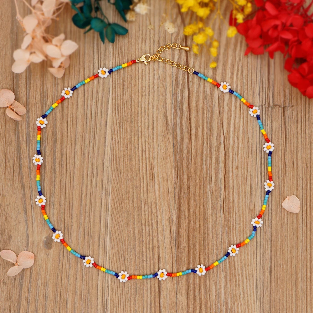 Go2Boho Miyuki Маргаритка ожерелье колье для женщин Boho летние ювелирные изделия цветок