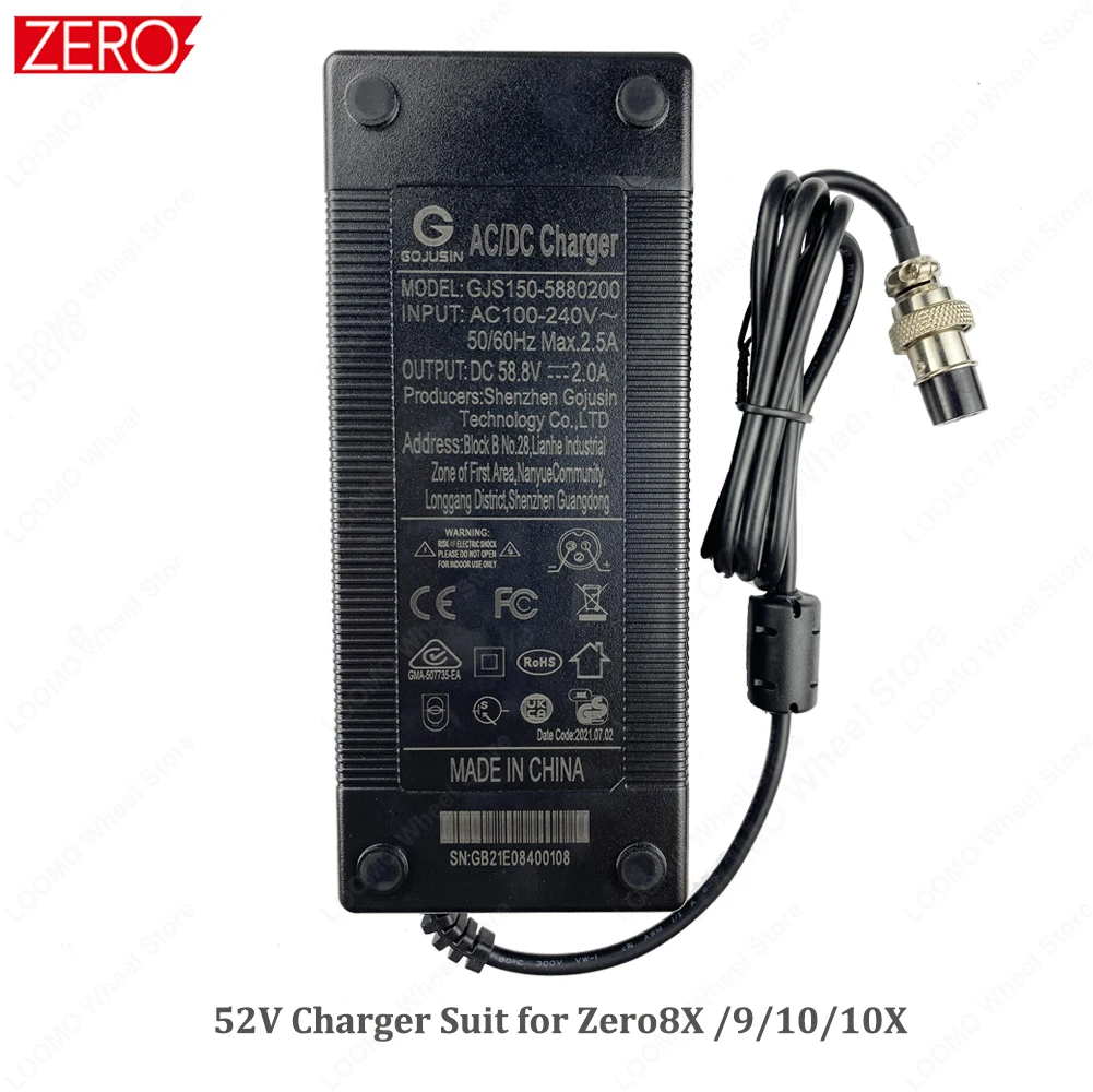 Оригинальное зарядное устройство Zero 8X 10X 11X DDM Mini Plus Электрический скутер 52V 60V 72V