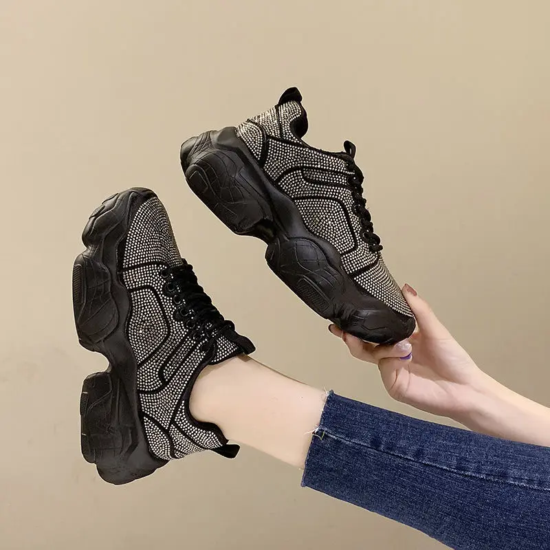 Роскошные весенние трендовые женские кроссовки Harajuku женская обувь на платформе