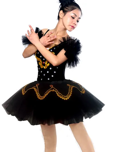 Женское балетное трико для взрослых платье пачка черно белое Лебединое озеро