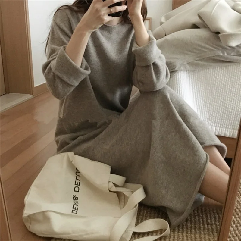 Кашемировое шерстяное зимнее платье женское плотное Трикотажное вечернее