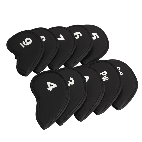 

10Pcs Golf Iron Head Covers Iron Putter Protective Black Window Golf Club Iron Head Protector Golf Accessories