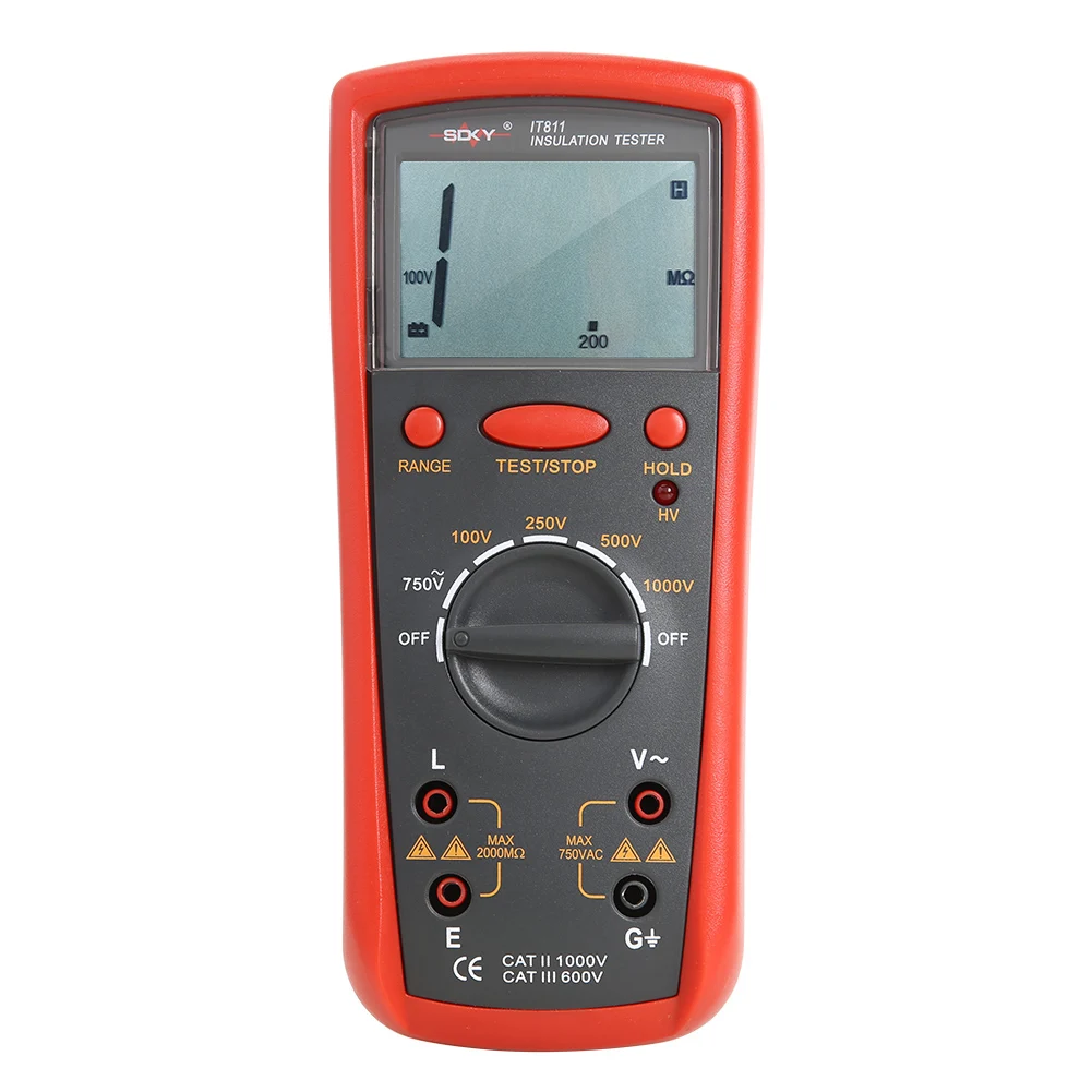 

IT811 1MΩ-20GΩ Auto-Ranging Insulation Resistance Meter Digital Megger Ohmmeter Insulation Tester LCD Insulation Measurement