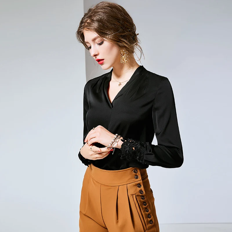Женская модельная рубашка из 2020 чистого шелка привлекательная Элегантная блузка