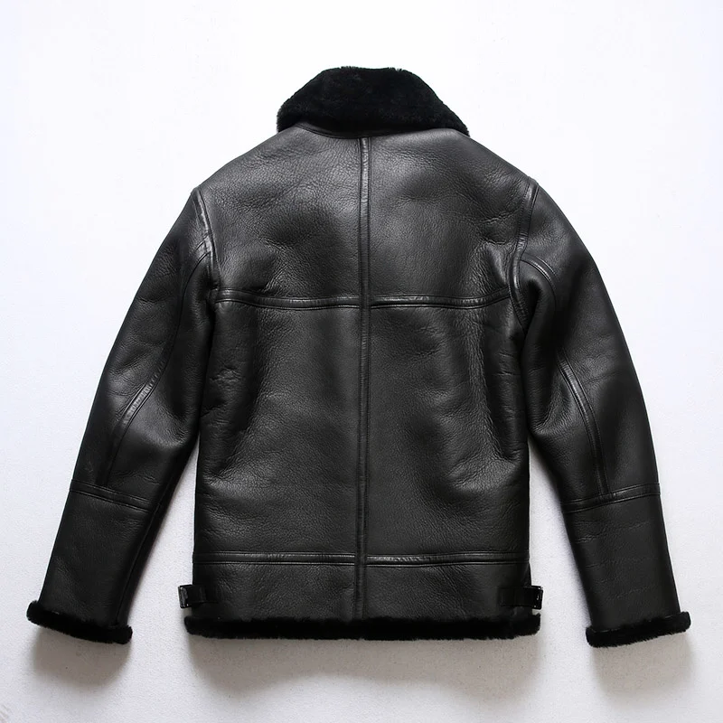 

Super Offer! XB3 Read Description! Asian Size Quality Warm Thick Heavy Genuine Sheep Leather Mens Winter Shearling Fur B3 Jacket