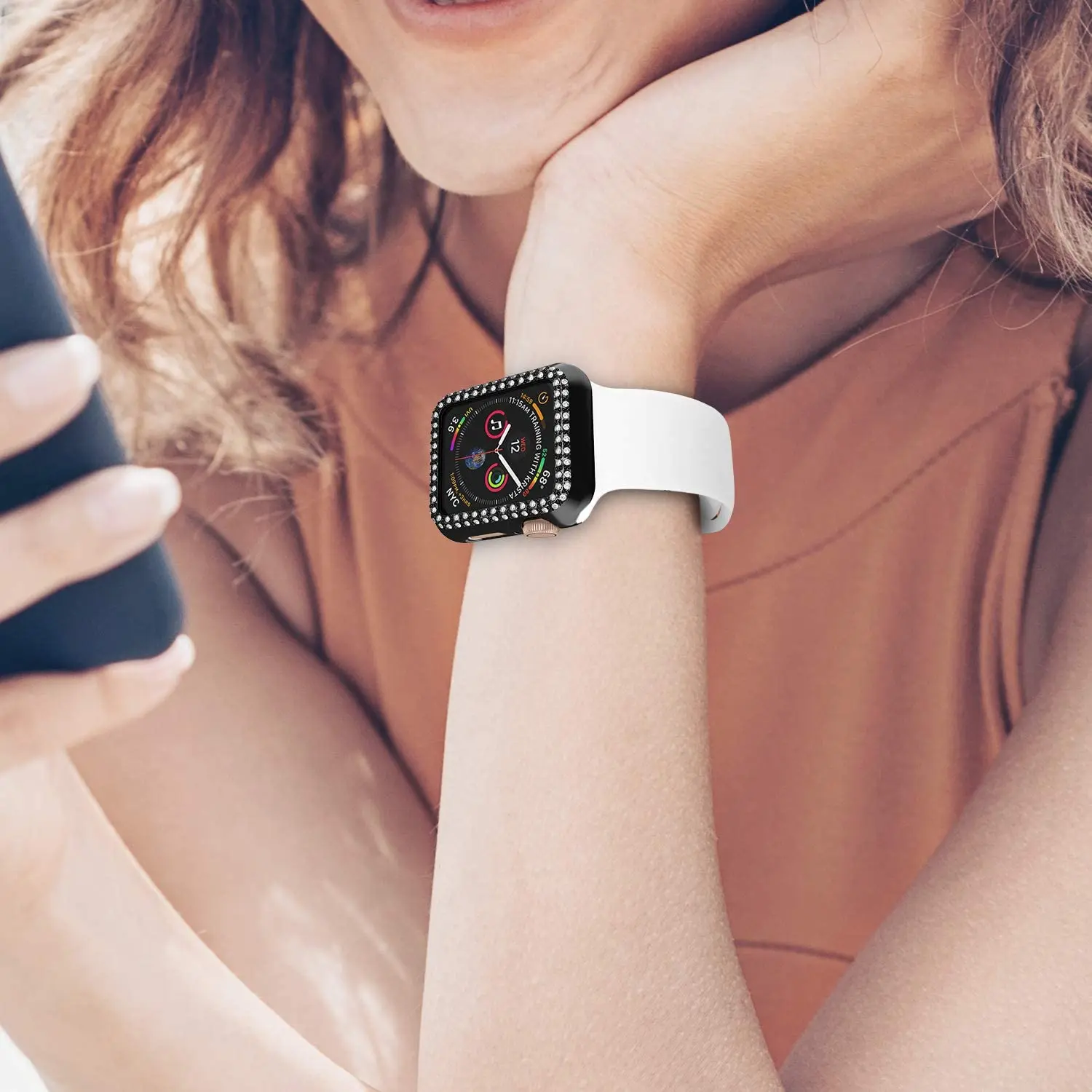Bling PC защитный чехол для Apple Watch 6 SE 5 4 44 мм 40 бампер IWatch 42 38 мм|Часы Чехлы| |