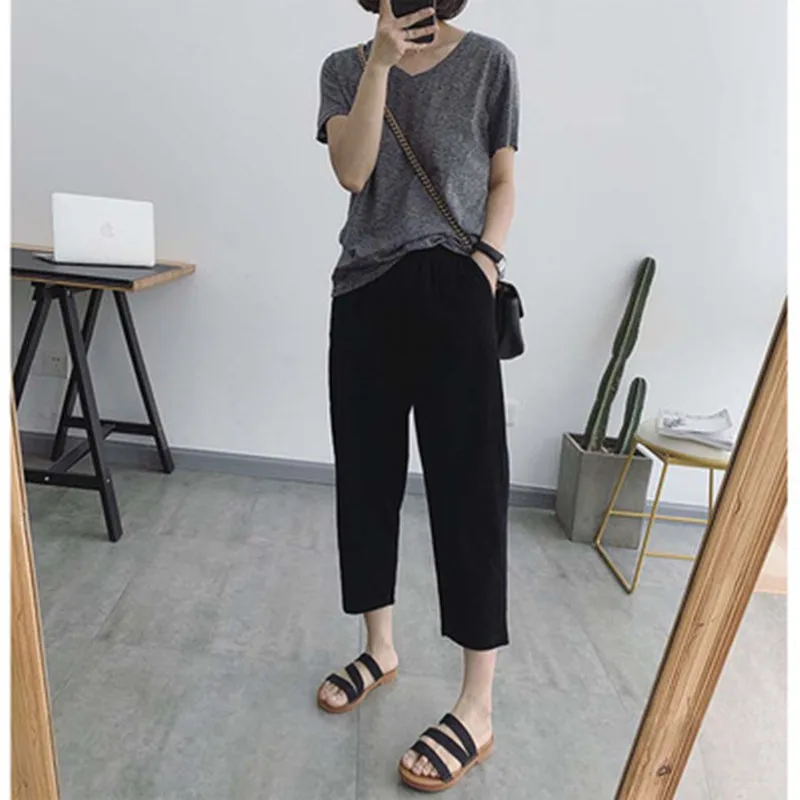 

Cropped Pants Women Loose Cotton Linen Pants Linen Summer Thin Casual Pants Pants Women's Pants Summer Thin S-4XL