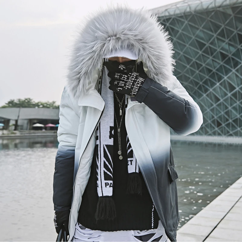 Куртка мужская зимняя с меховым воротником и капюшоном 2019 | Мужская одежда