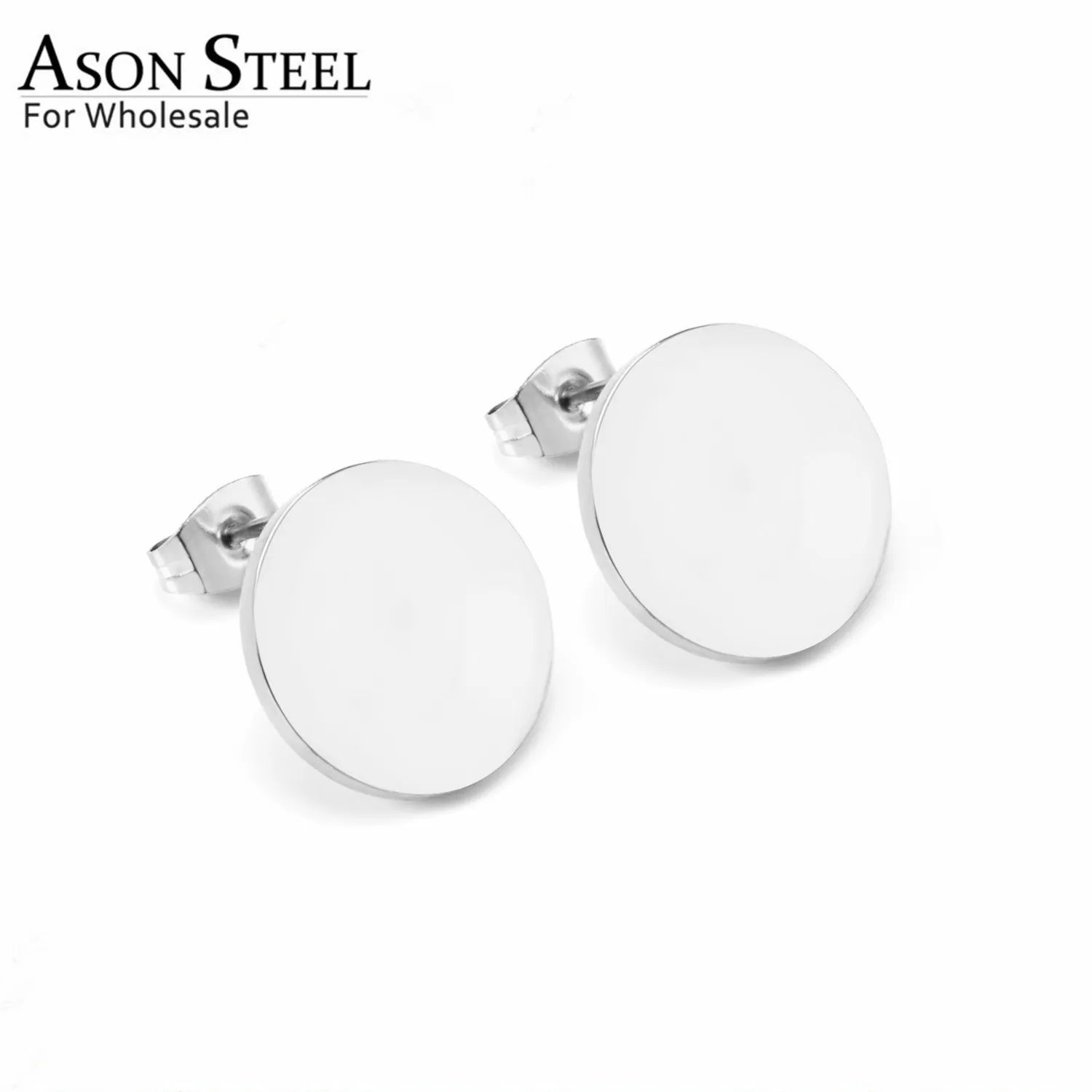 Серьги-пусеты в простом стиле из нержавеющей стали круглые женские серьги