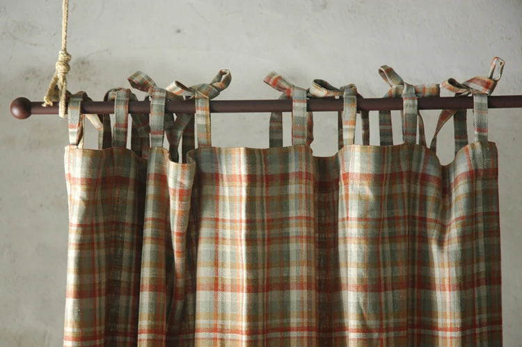 Yvonicky Полузатемняющие шторы из хлопка и льна в клетку