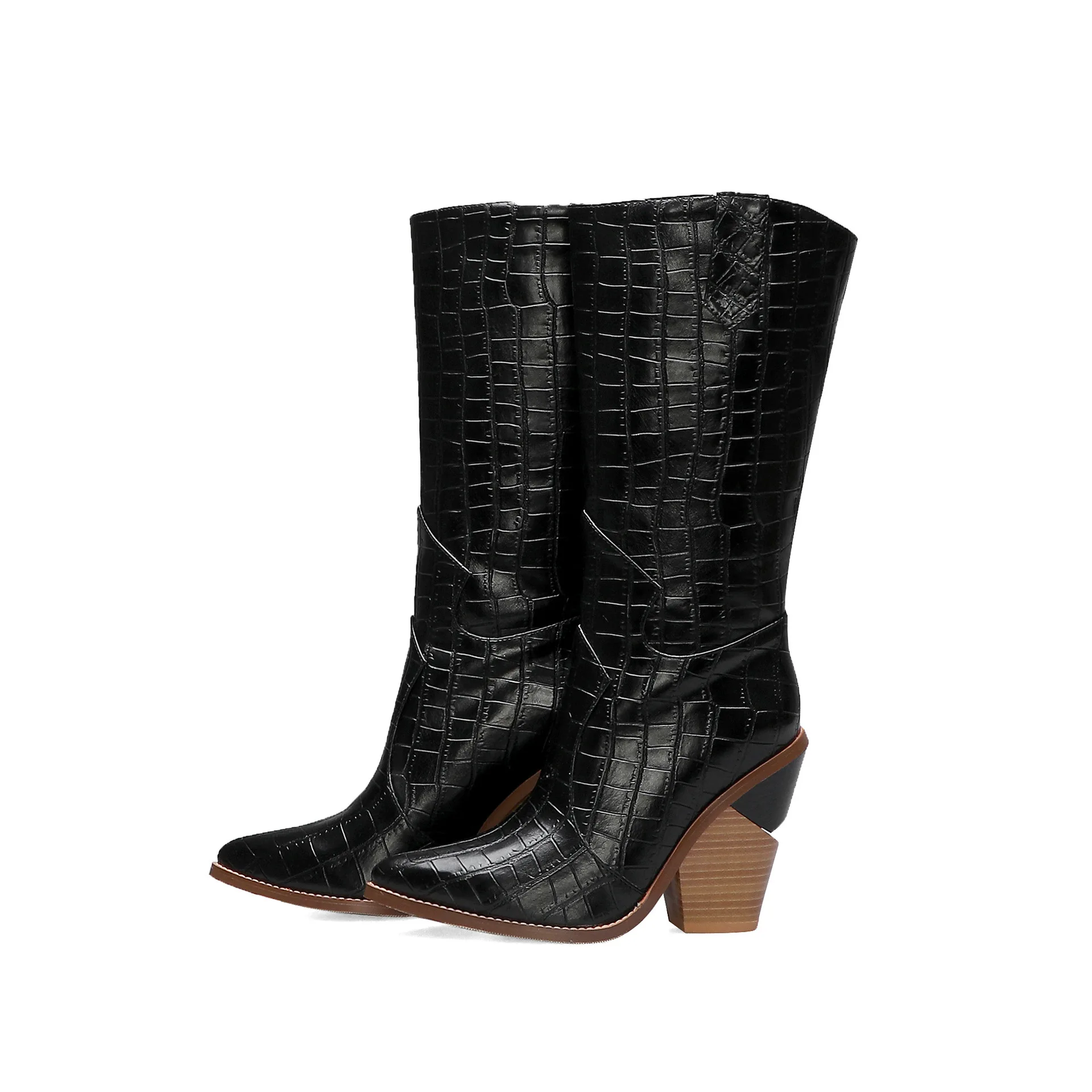 

high-heeled women's fashion boots size 2019 Winter pointed thick heel