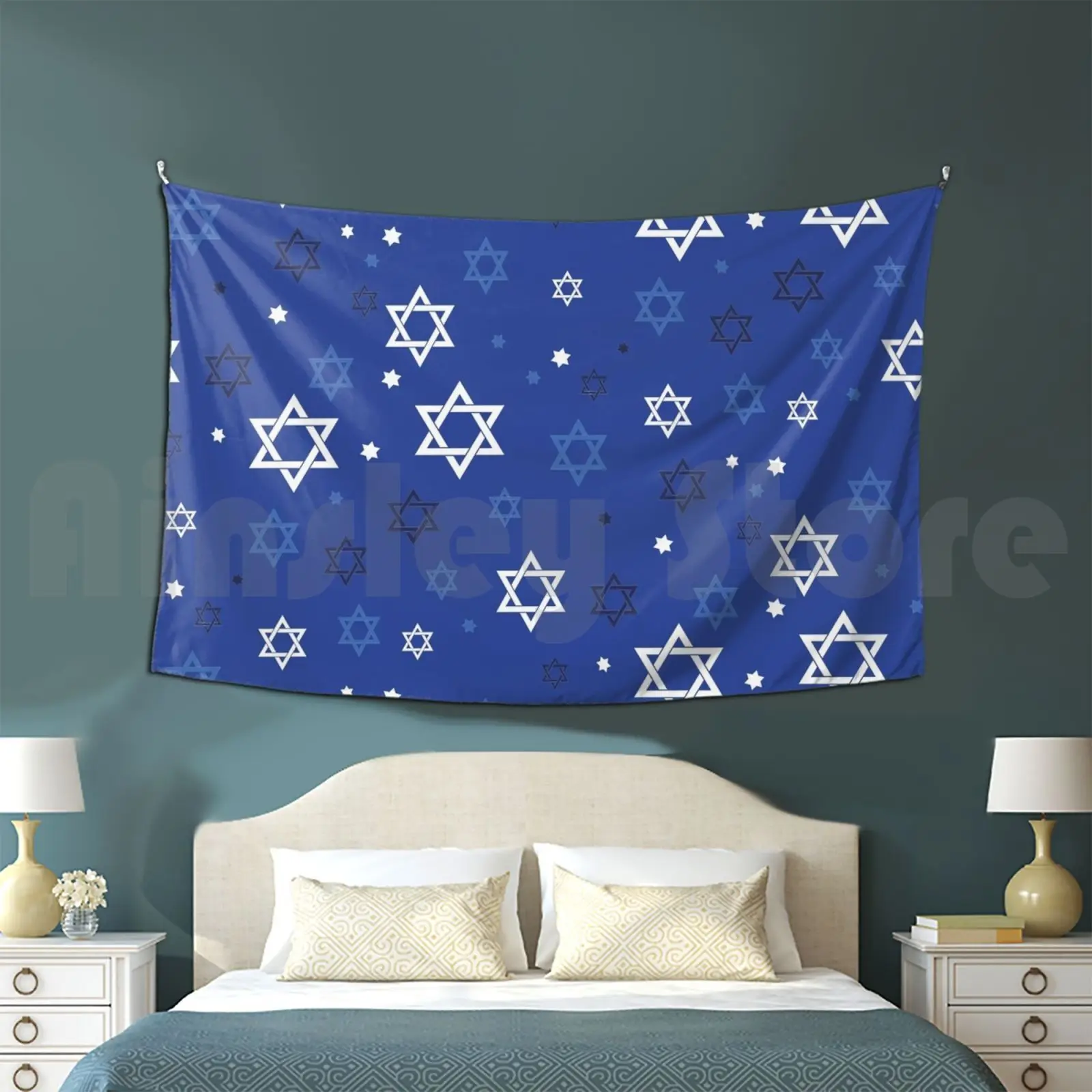 

Hanukkah Customized Tapestry Chanukah Hanukkah Blue Jewish Christmas Menorah Dreidel Happy Hanukkah Jew