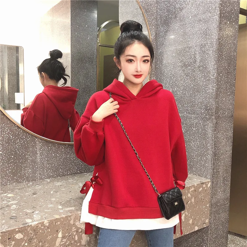 Hoodies Women Hooded Solid High Quality Warm Korean Style Loose Drawstring Harajuku Womens Casual Students Thicker Velvet Girls
