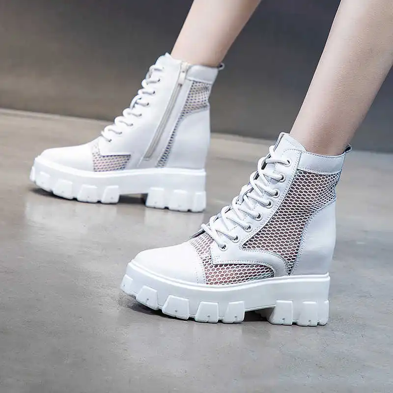 

2021 spring and summer new net inside high Martin boots women's breathable casual leather boots