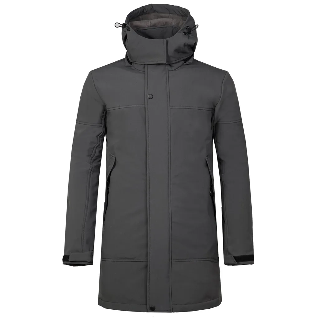 Мужская зимняя водонепроницаемая куртка из флиса черное пальто для походов и