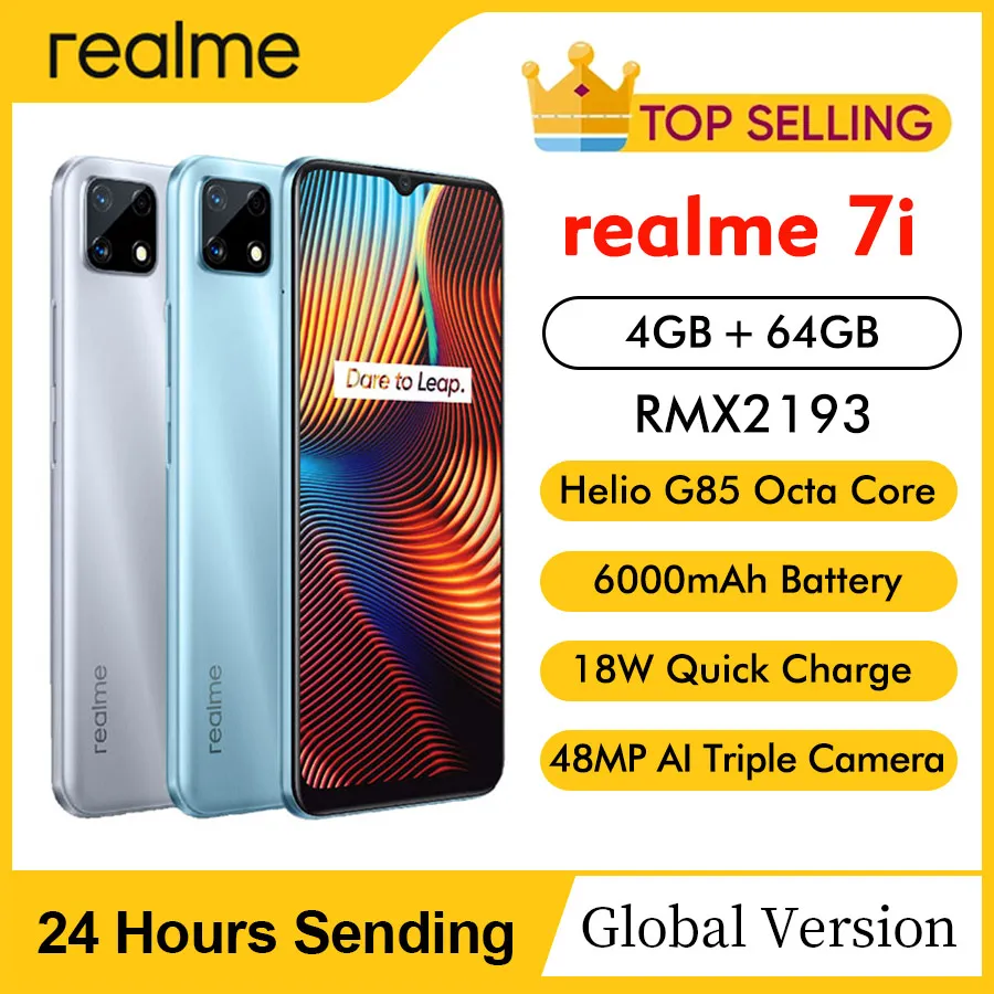 Realme 7i RMX2193 6 5 &quot&quot HD + 4GB 64GB 48MP AI тройной камеры смартфон Helio G85 Octa Core 18 Вт Quick Charge 6000