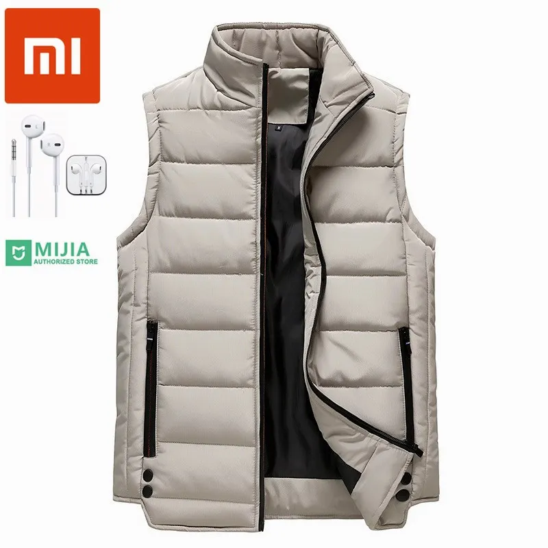 

Мужской утепленный жилет xiaomi mijia 4th, осенне-зимний теплый жилет из хлопка, большое пальто без рукавов