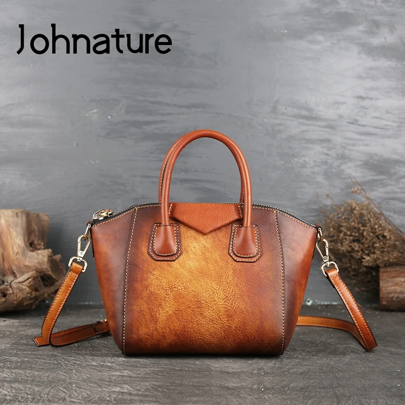 Женские роскошные сумки Johnature из натуральной кожи в стиле ретро Новинка 2020 года
