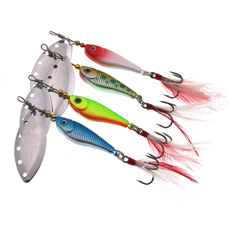 1pcs  Spinner Spoon Metal Fishing Lure 13g 16g Sequins Crankbait Spoon Artificial Baits Wobbler Rotating Bait with Treble Hooks