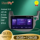 NaviFly QLED экран 1280*720 Android 10,0 для Honda Jazz 2 GG 2008 - 2014 Fit 2 GE 2007 - 2014 автомобильное радио мультимедийный видеоплеер