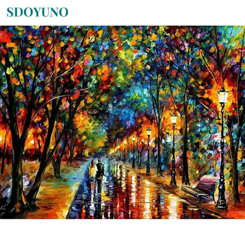 SDOYUNO 60x75cm Painting By Numbers DIY Digital Frameless Abstract Street Drawing by numbers On Canvas Home Decor | Дом и сад