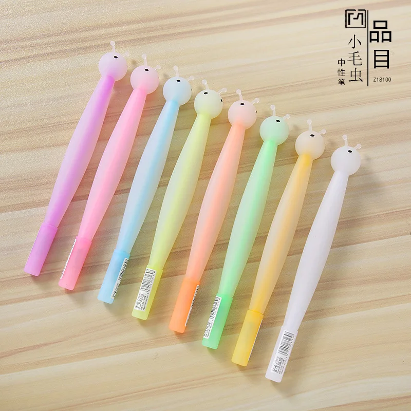 

20pcs Creative stationery soft silicone caterpillar neutral pen cute cartoon soft glue pen 0.5 student supplies