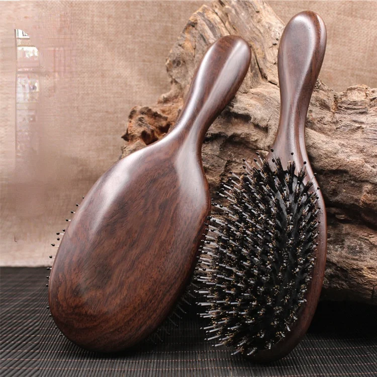 

Natural Boar Bristle Professional Scalp massage air bag wooden Handel comb Hot Sale wooden Hair Brush Salon Styling Tools