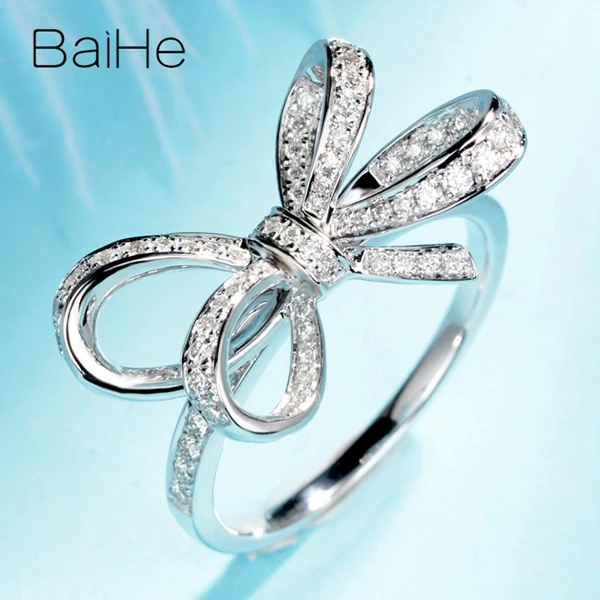 BAIHE, 14 к, белое золото, около 0.51ct H/SI, круглая огранка, натуральные бриллианты, ювелирное изделие, обручальное кольцо, модное, хорошее ювелирное изделие, подарочное кольцо
