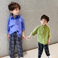 lucalucky new 2021 spring shirts baby big boys long sleeve cotton single breasted blouses kids outerwear tops children clothing