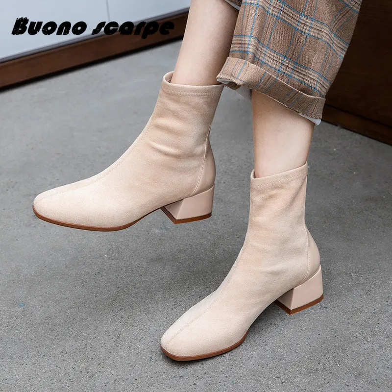 Buono Scarpe/Новинка сезон осень-зима ботильоны женские брендовые эластичные ботинки