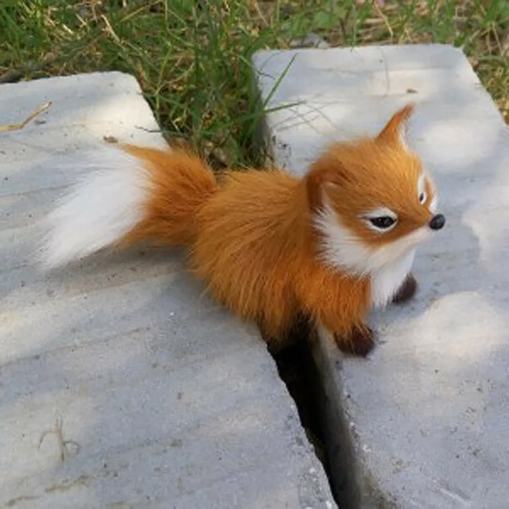 

8CM 15CM Cute Simulation Fox Toy Mini Squatting Fox Model Home Decoration Wedding Birthday Gift Stuffed Plush Toys