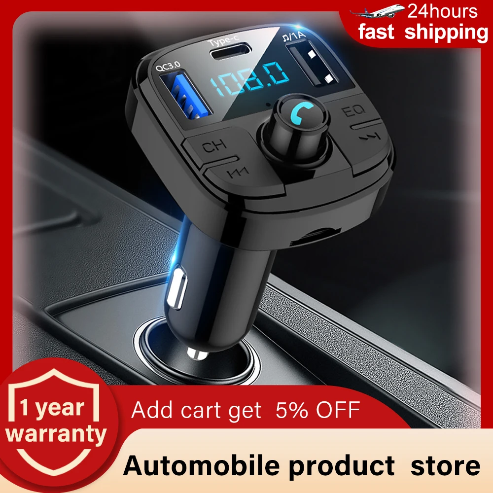 

Автомобильный мультимедийный mp3-плеер, FM-передатчик, USB, быстрая зарядка, Type C, зарядка, Bluetooth 5,0, автомобильный mp3-плеер, FM-передатчик