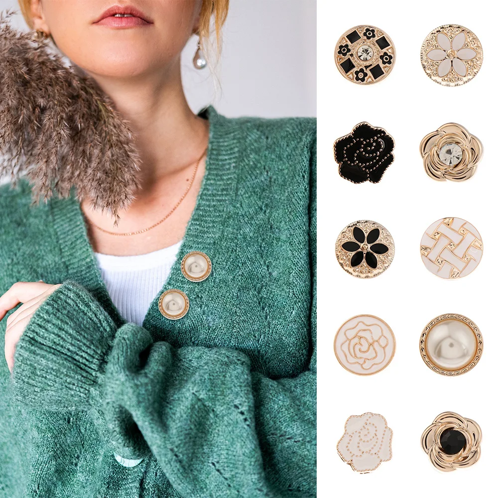 

6PCs/set Detachable Adjustable Metal Button for Clothing Crafts Decorative No Sewing Buttons Women Coat Sew Accessories Garment