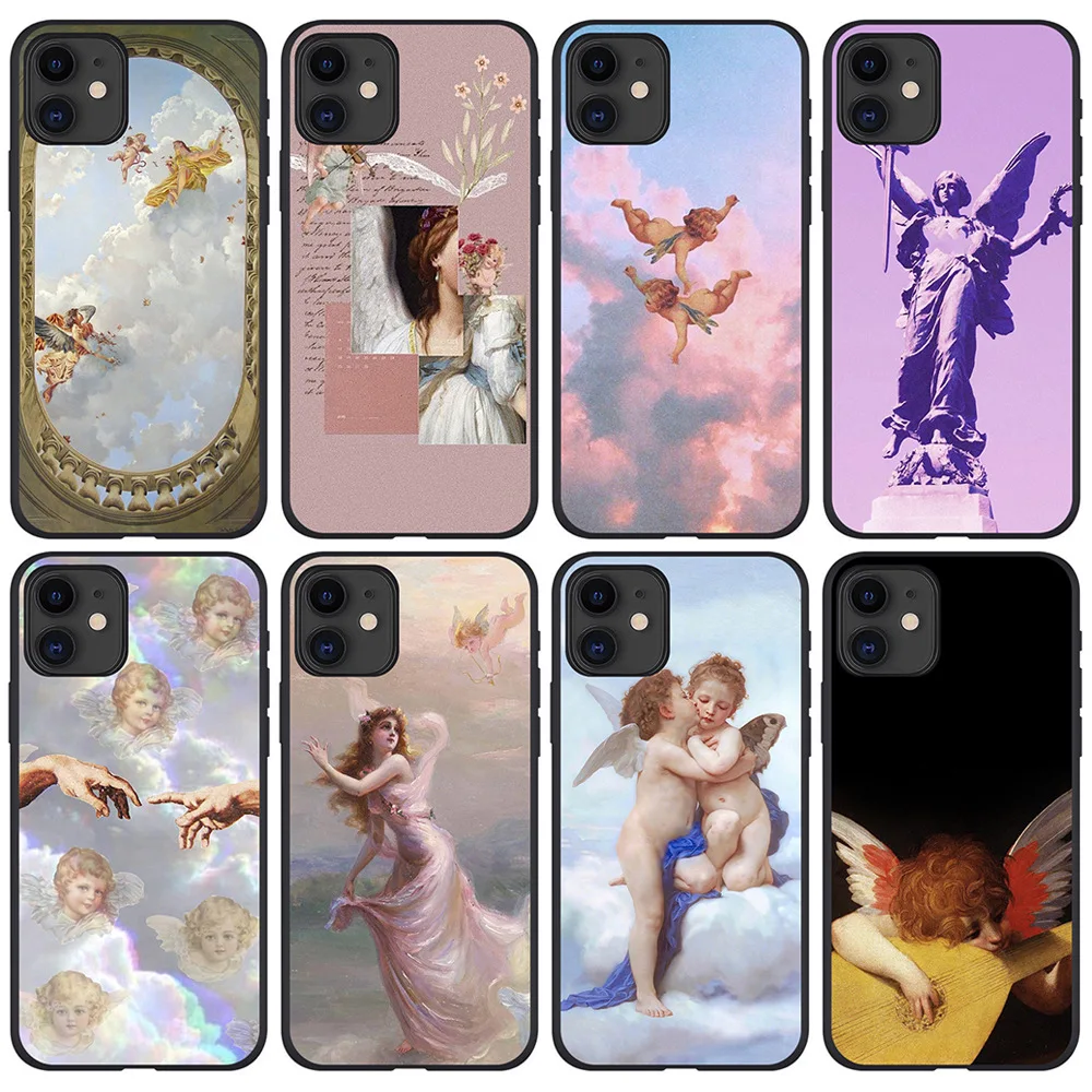 

Angel Baby Oil Painting Art Retro Art Soft Case for iPhone 13 12 11 Pro Max XR XS Max 7 8 Plus X Protective Phone Back Cover