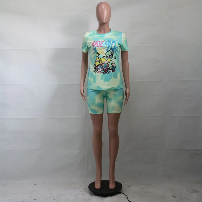 Женский костюм из двух предметов футболка с круглым вырезом и коротким рукавом |