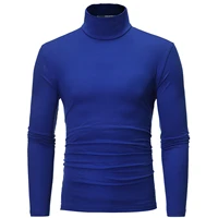mans spring autumn base pullover solid color long sleeve turtleneck casual slim elastic t shirt daily life