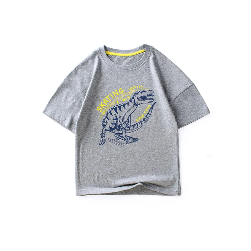 

Boys Dinosaur Printing Short-Sleeved Cotton Oversized Top 2021 Summer New Juvenile Sports Oversized T-Shirt For 5-14 Years