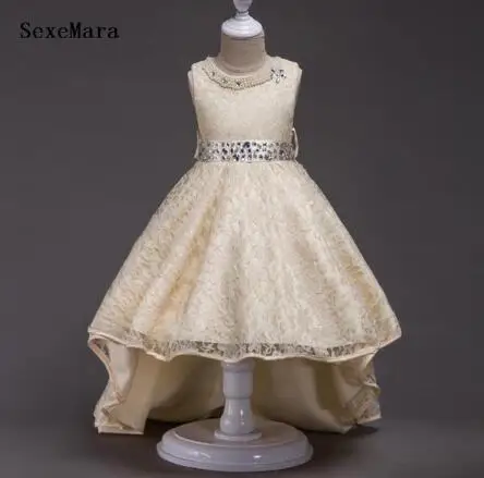 Новинка Недорогое Платье для девочек с поясом детское платье свадебной