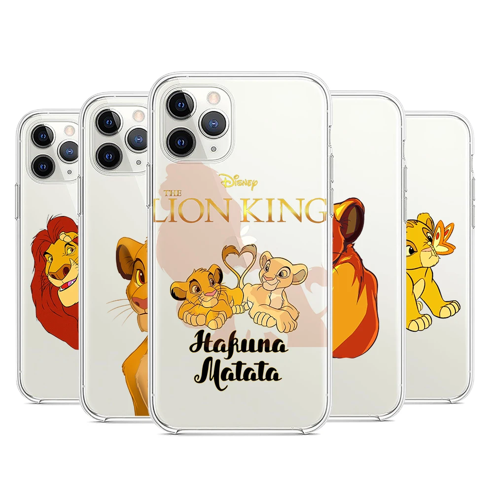 

The Lion King Cute For Apple iPhone 13 12 11 mini 8 7 6S 6 XS XR X 5 5S SE 2020 Pro Max Plus Transparent Phone Case